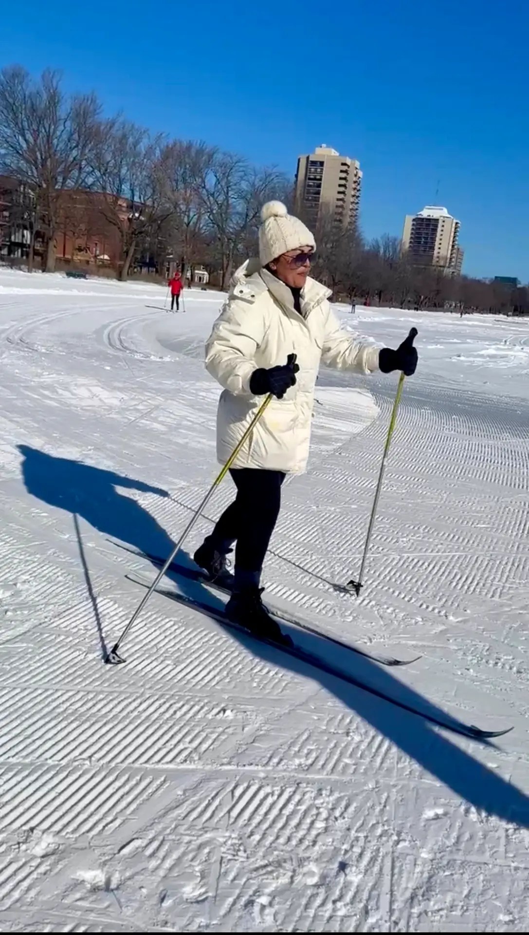Tiff learning how hard cross-country skiing is