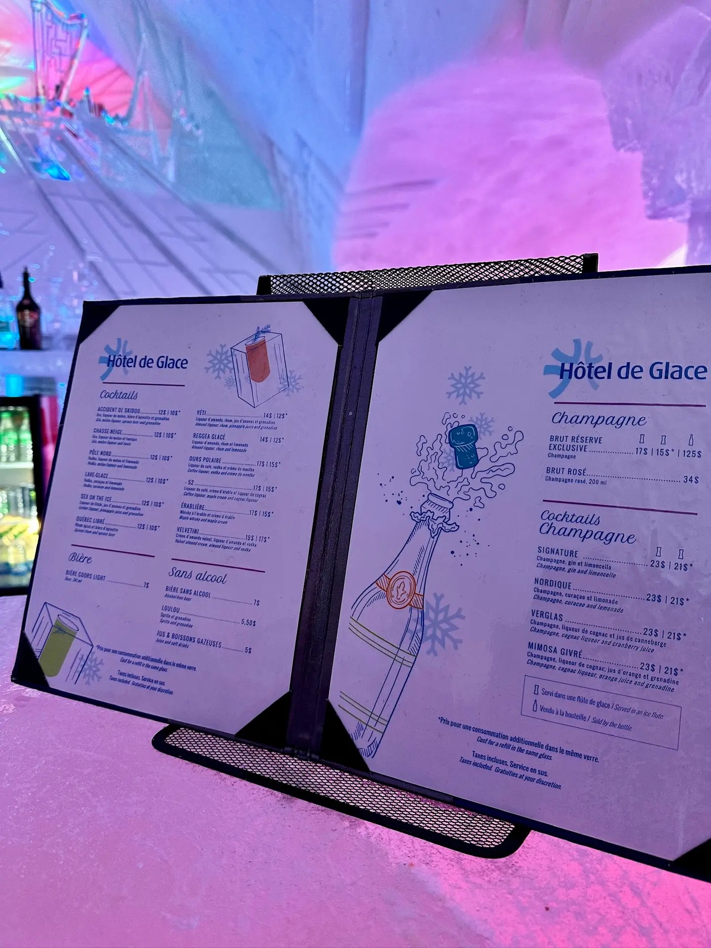 The drink menu