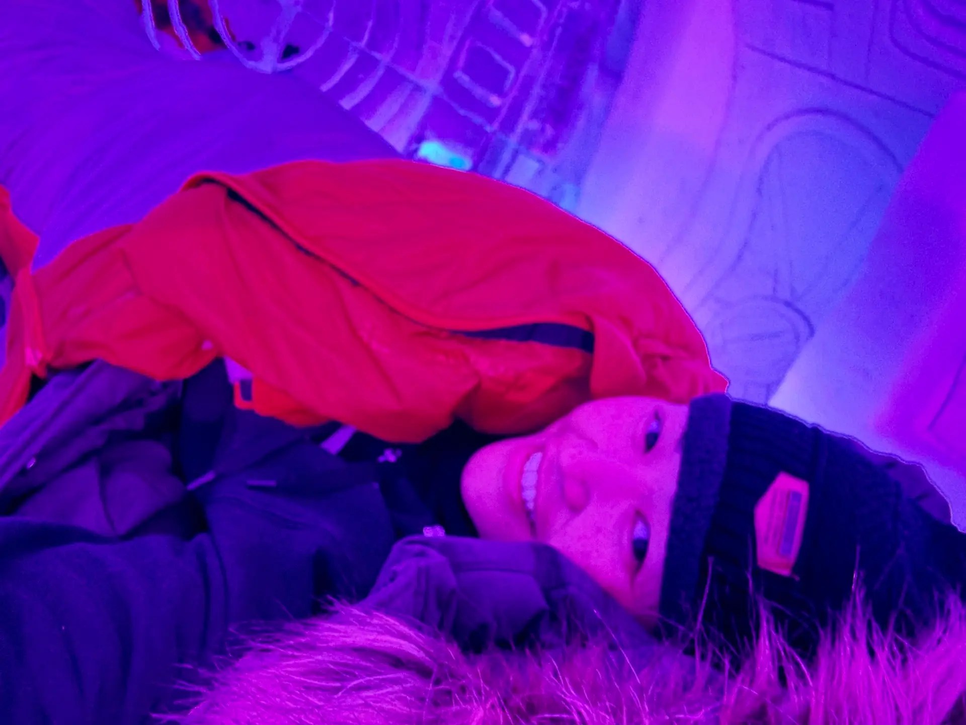 Tiff all snug in her sleeping bag