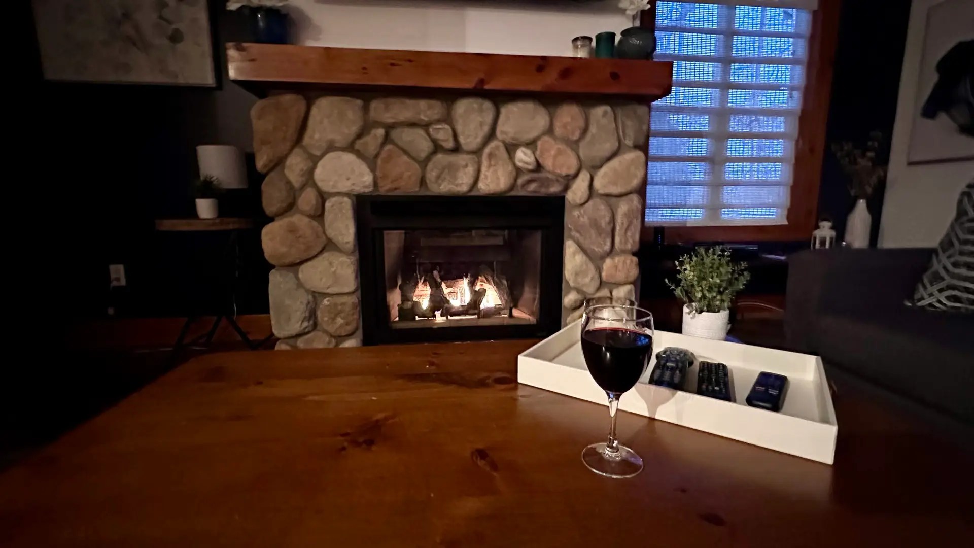 Our cozy fireplace!
