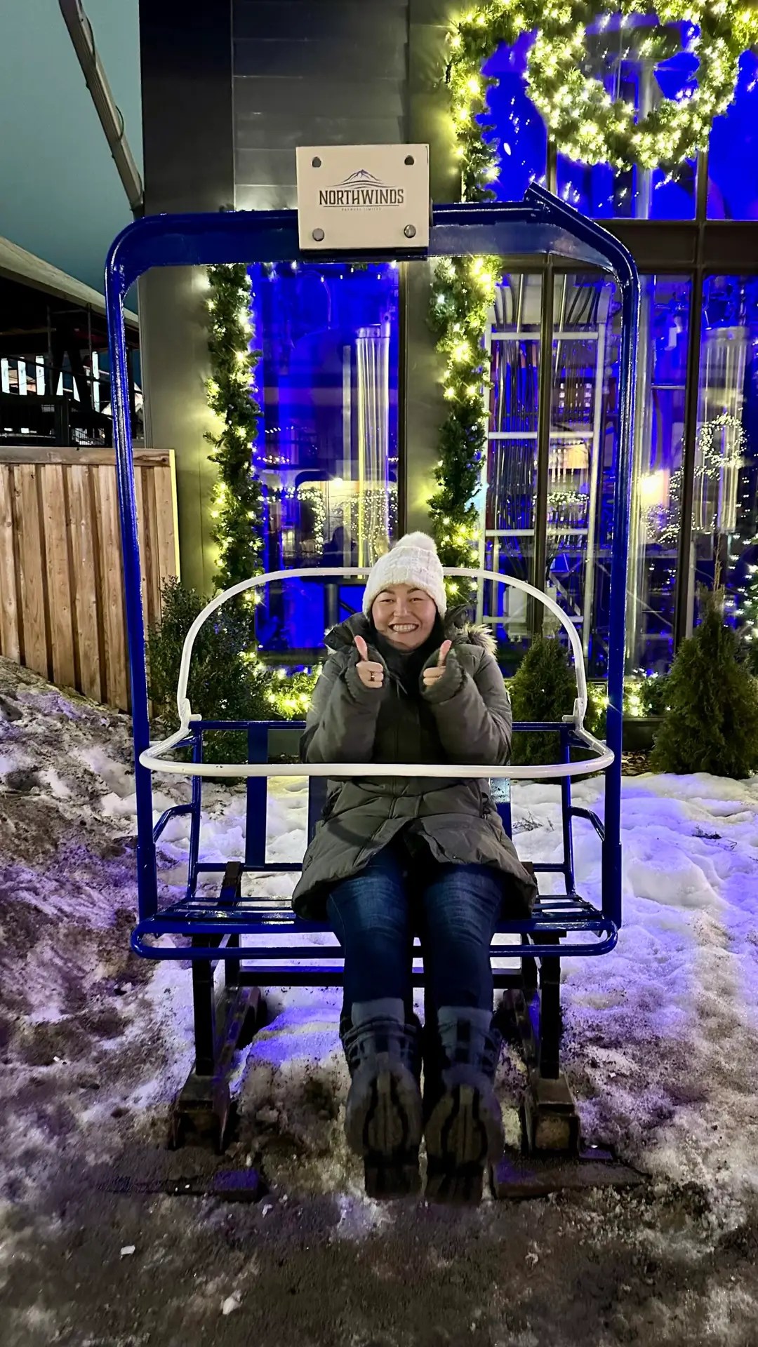 Tiff's first time on a ski lift!