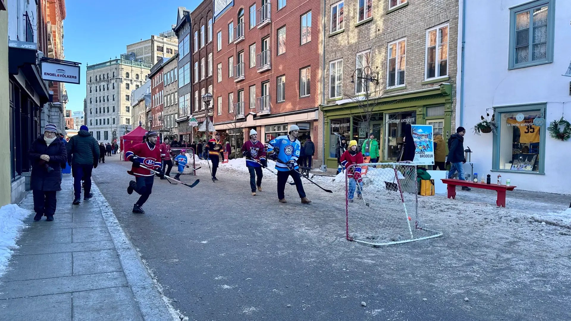 A l'il bit of street hockey near our hotel
