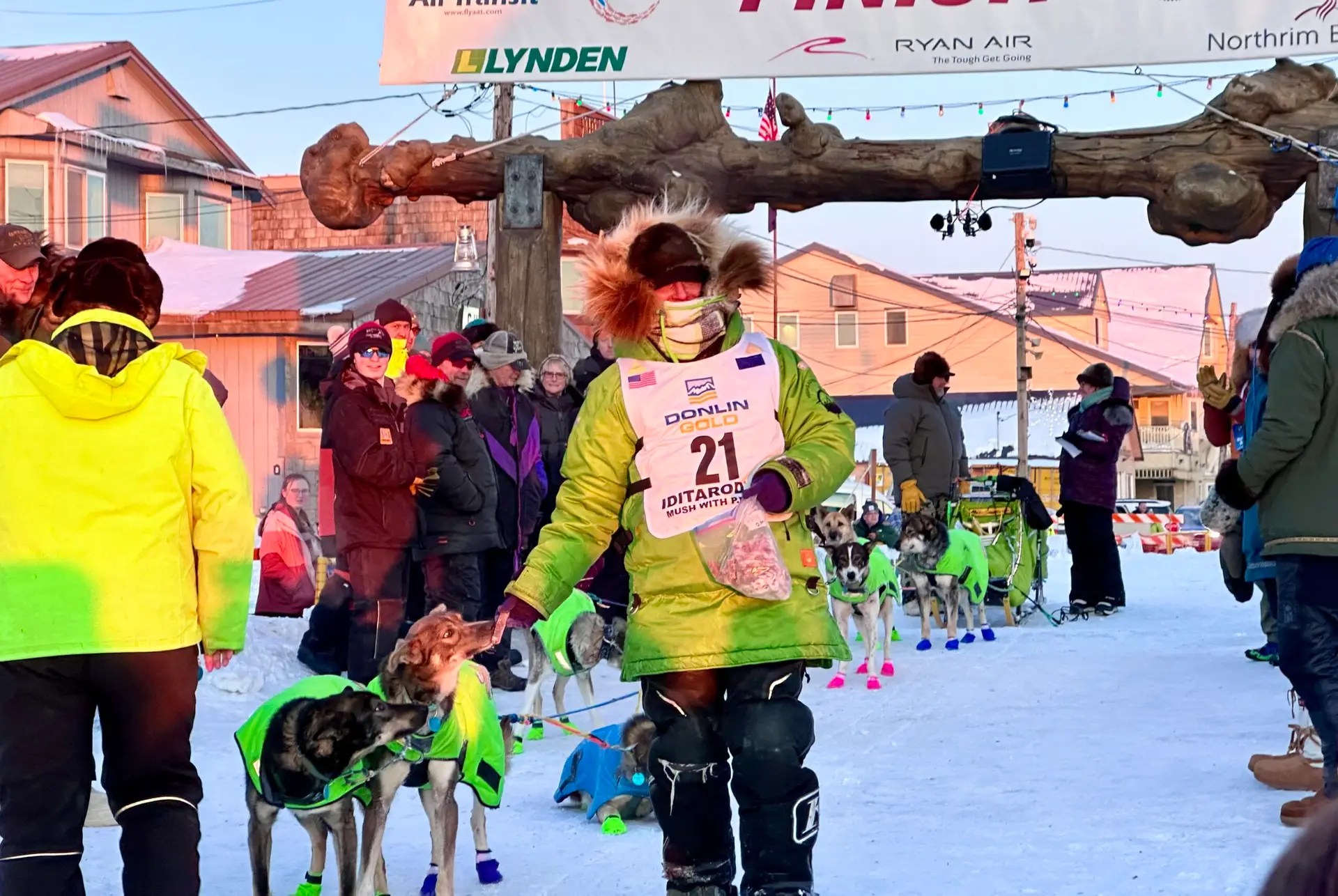Ryan Redington treating his dogs