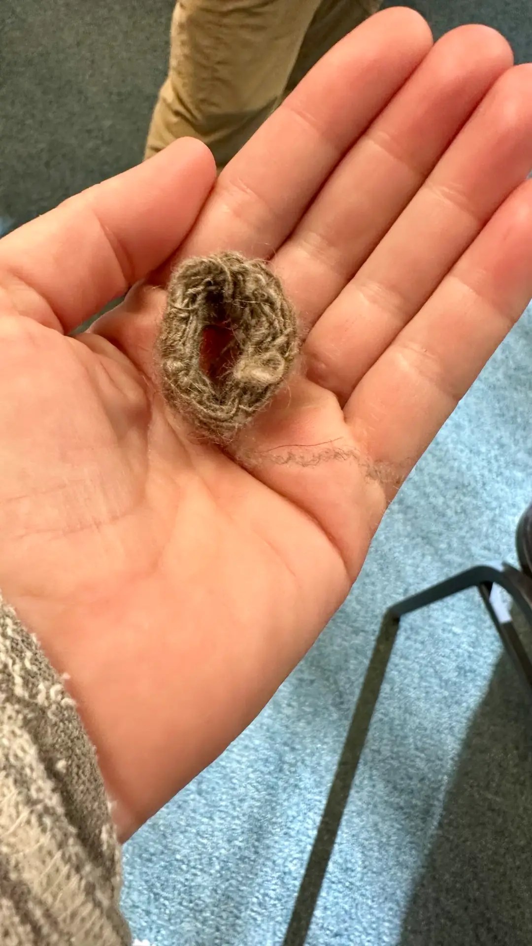 My little piece of spun musk ox yarn.