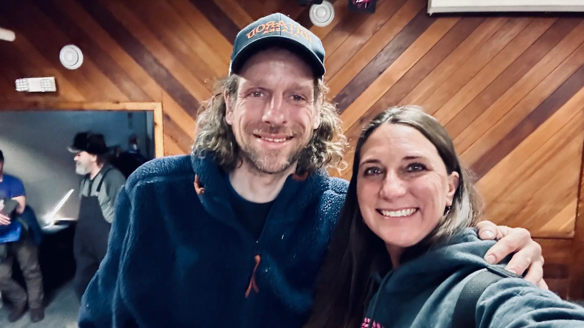 With Jessie Holmes, third place finisher and the musher who punched the moose