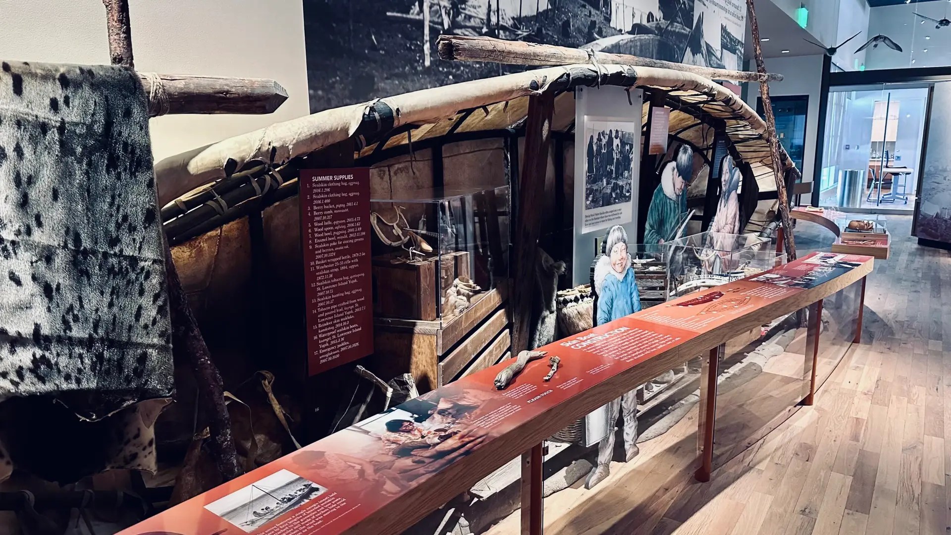 An umiaq display at the museum