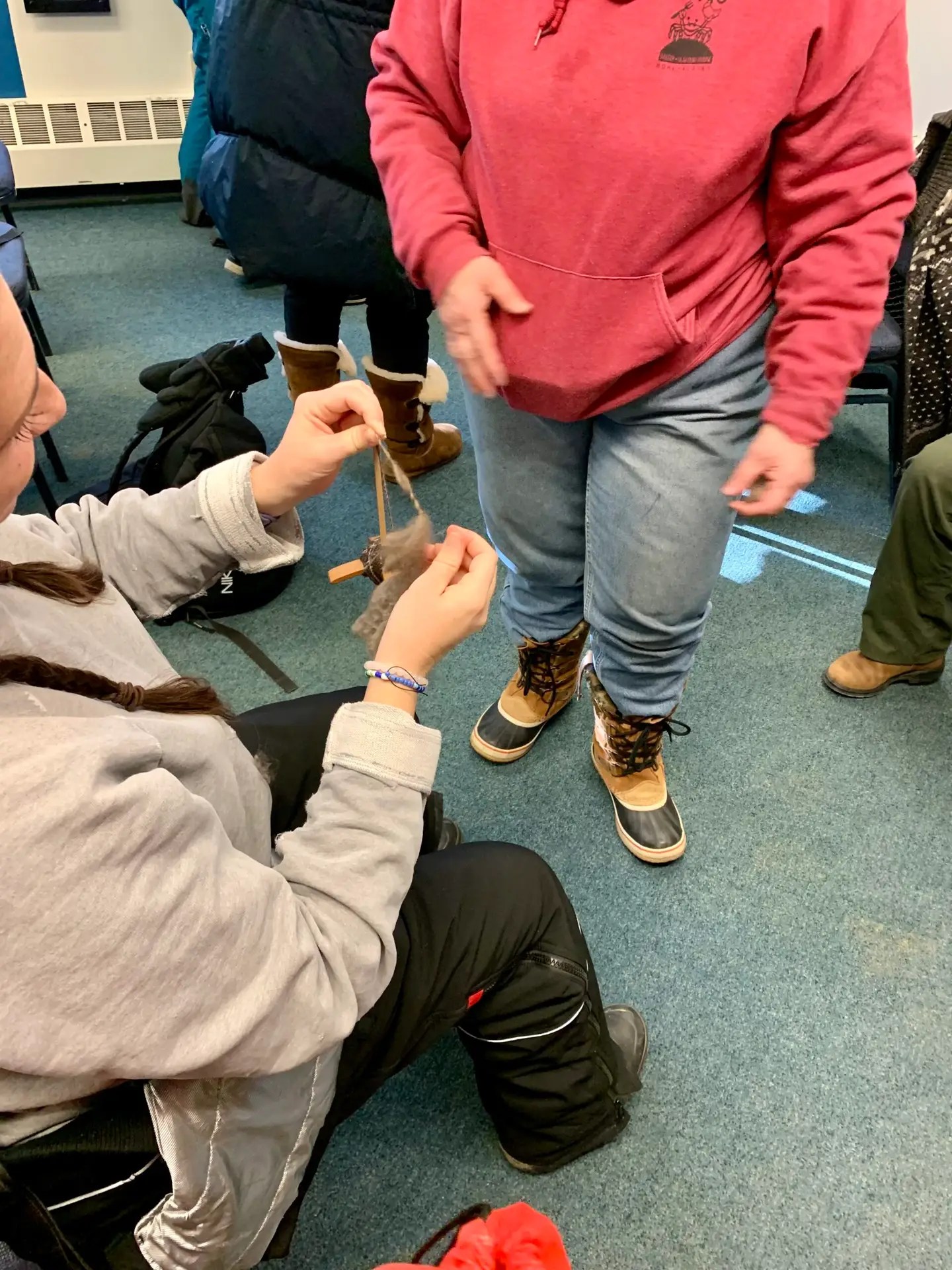 My first time spinning yarn.