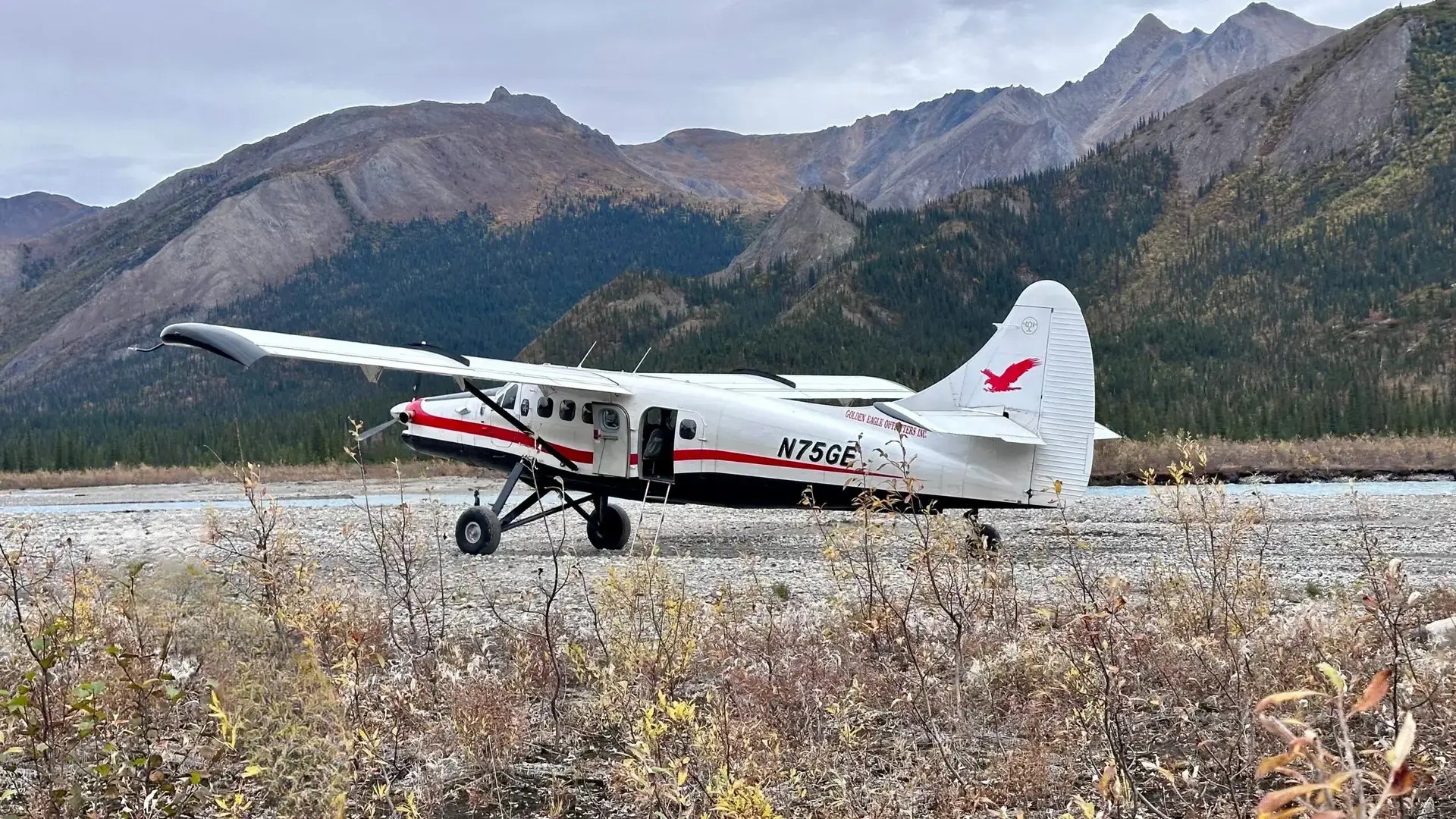 There's our plane in the river!