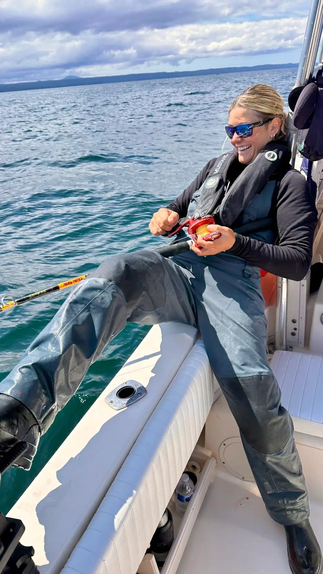 Talia showing us how to use leverage on a halibut