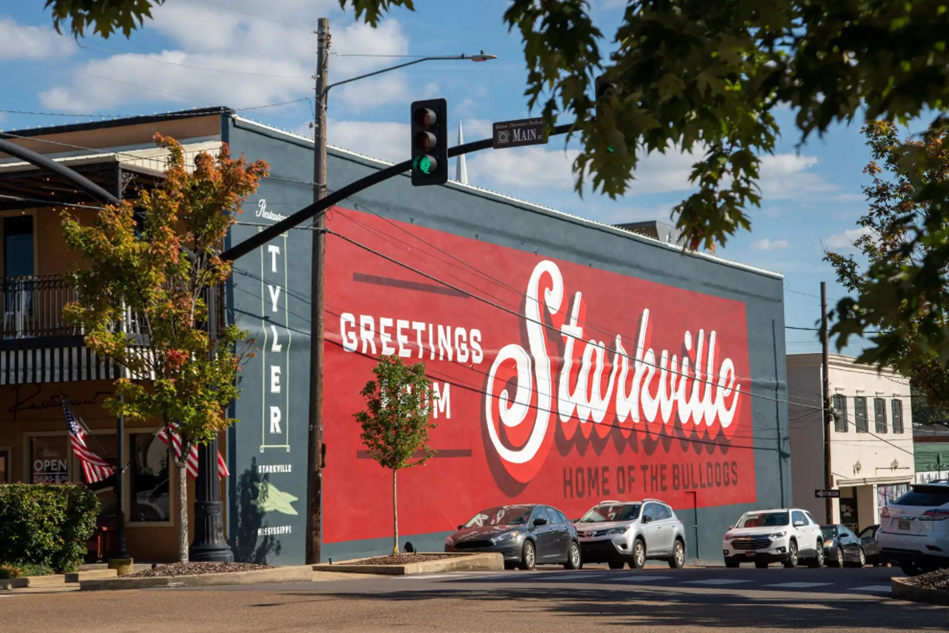 Starkville, Mississippi city landmark and downtown visual