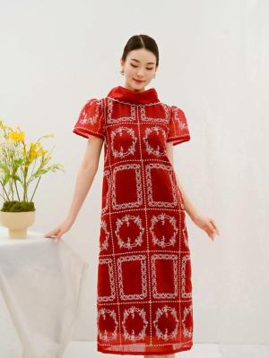 Amoire Crepe Bordir Brave Red