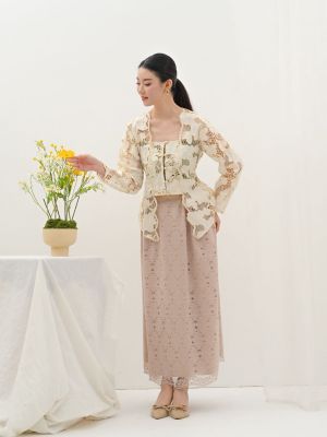 Kebaya Kutu Baru Full Kembang Bordir Ivory