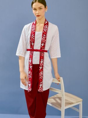 Kebaya Kutu Baru Twotone With Belt Merah Putih