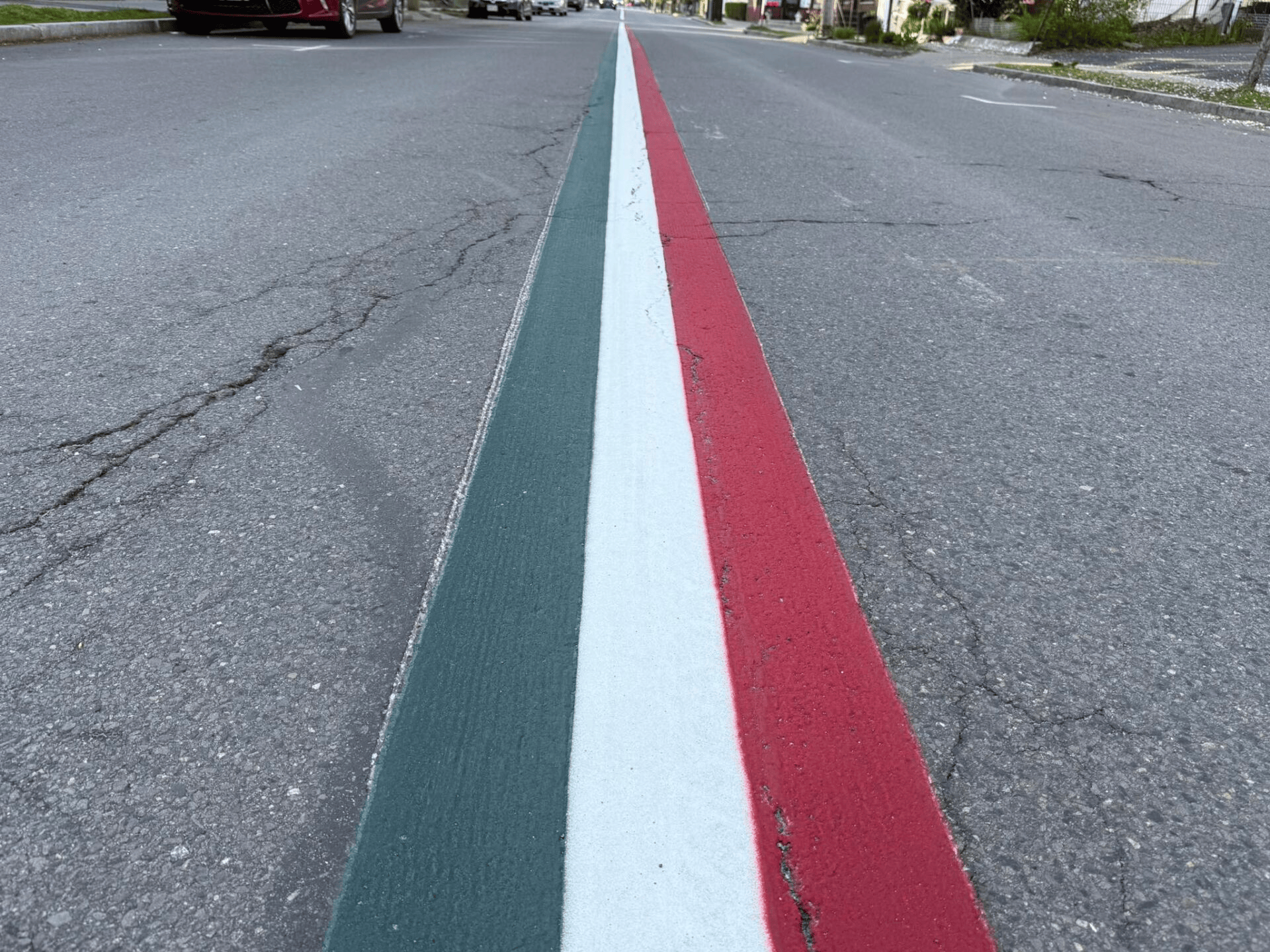 Painted center line on street