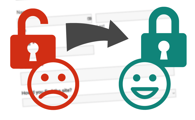 Sad face unlocked icon turns into green face lock icon