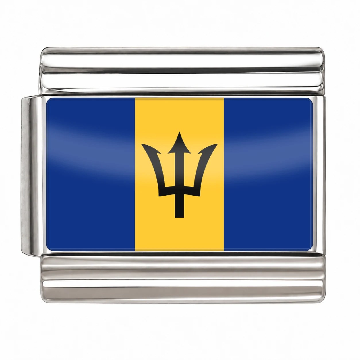 Barbados Flag - Silver