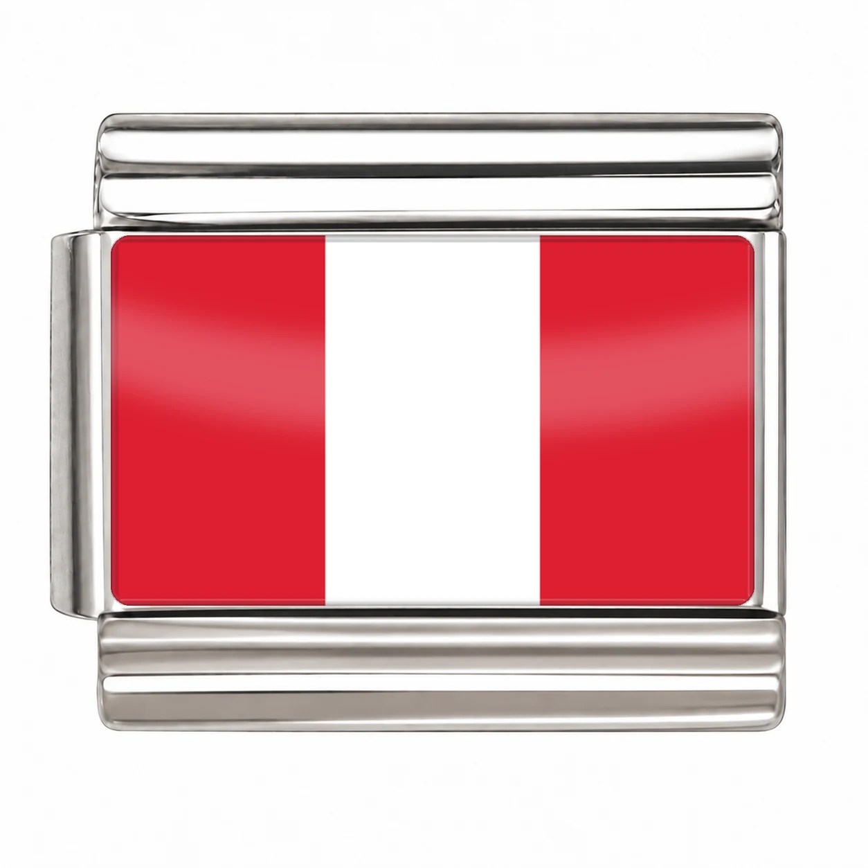 Peru Flag - Silver