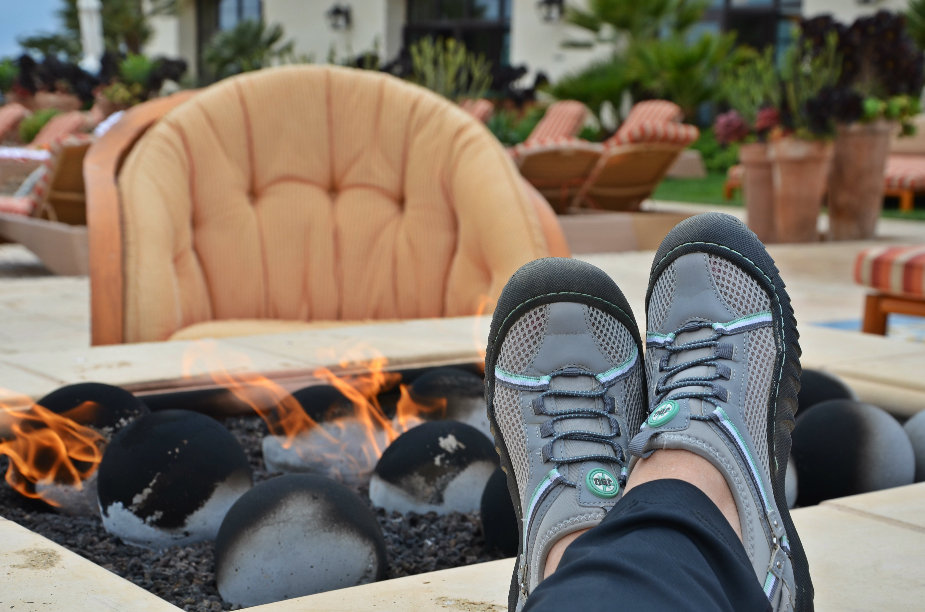 Fire pit at spa pool