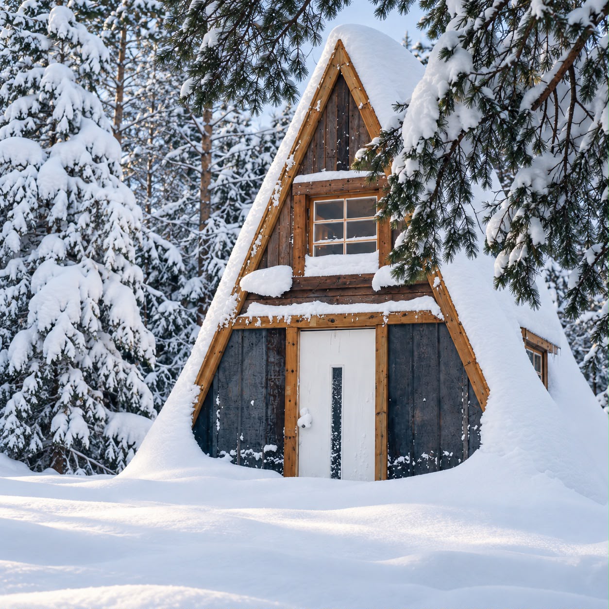 Cabin Hillside in wintertime
