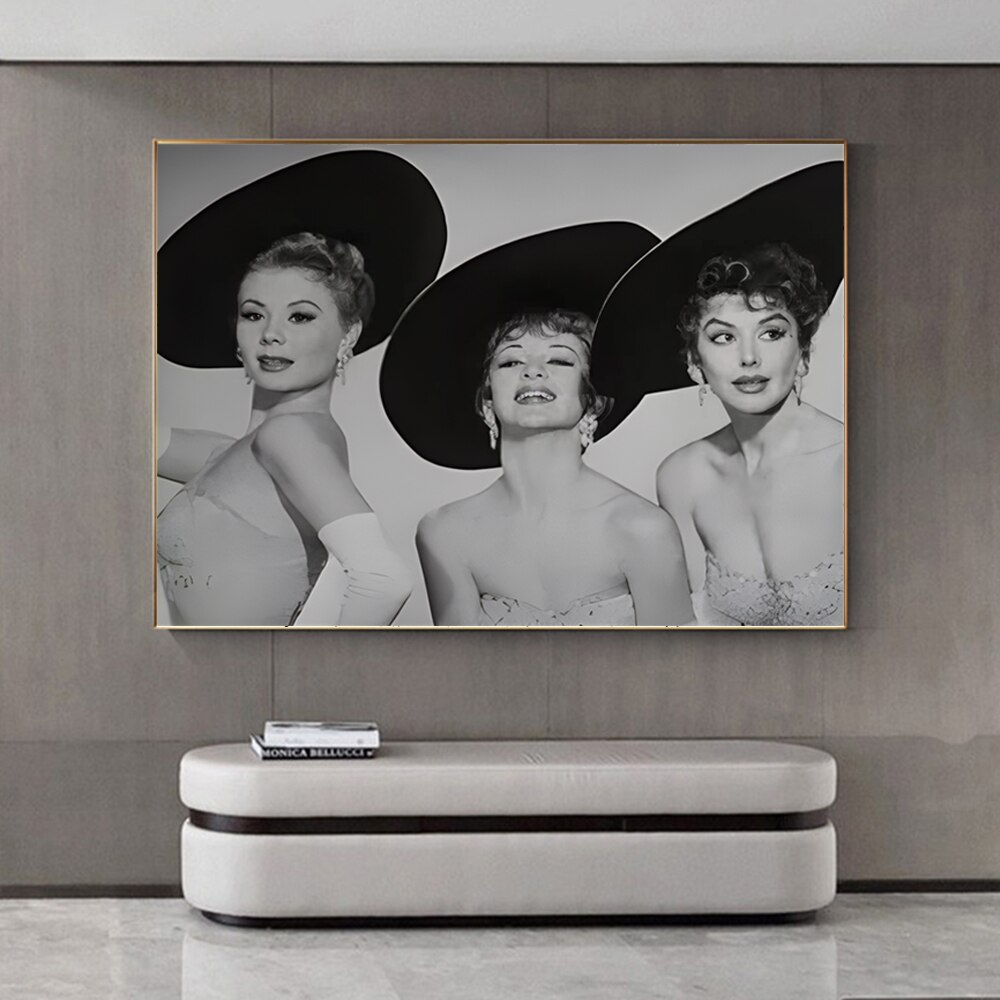 Nordic Black and White Girl Wall Art Canvas Painting Wall Art for