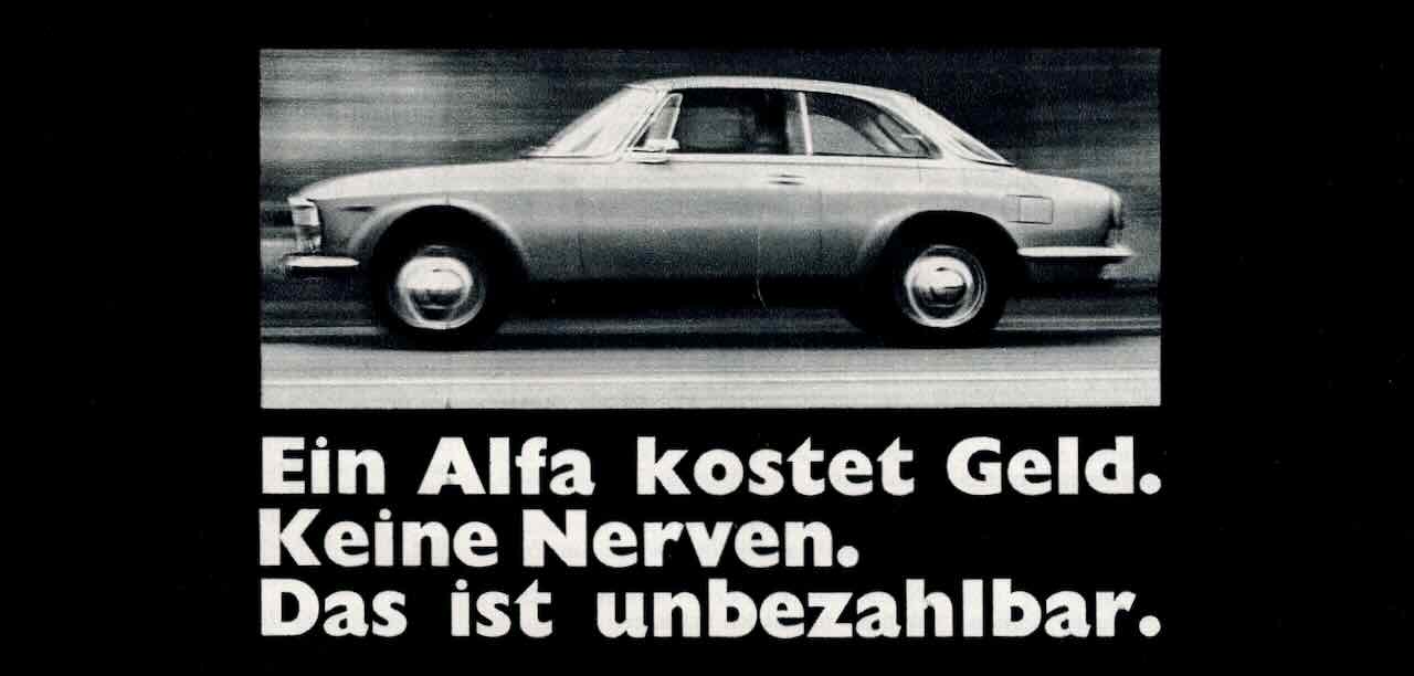 Alfa Romeo Werbung war Kunst und Werbetexter Optimisten