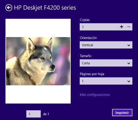 Imprimir desde una aplicación en Windows 8