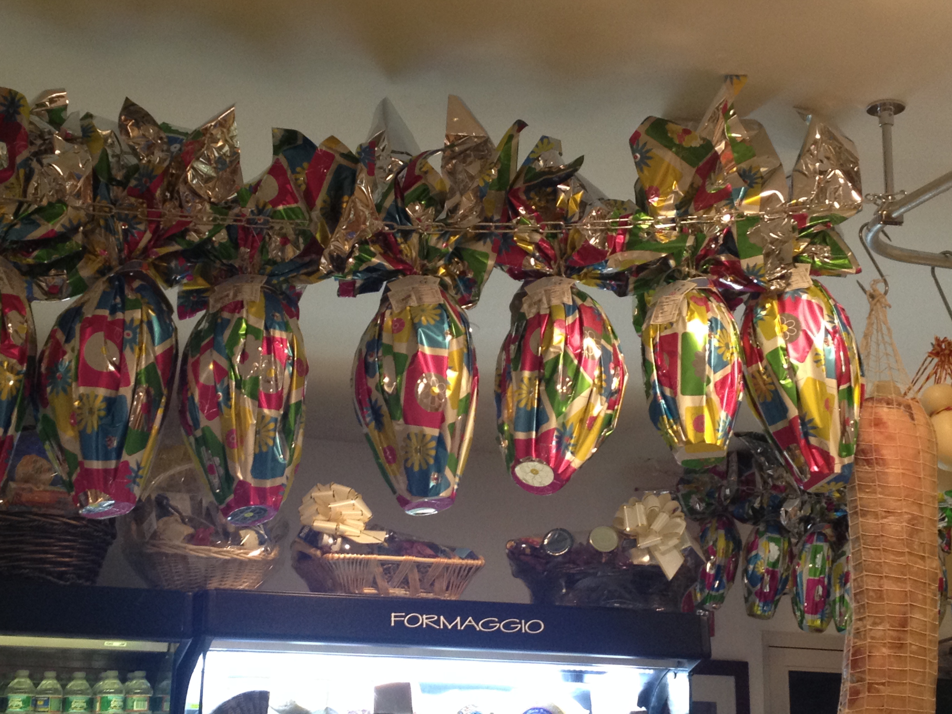 The manager at DiPasquale's Pasta Shoppe, Joe, tells me that all of his chocolate eggs have small toy prizes inside!