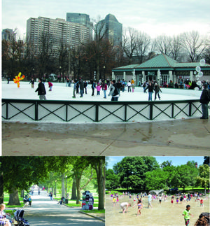 Skating on the Frog Pond(top), Boston Common(left), Frog Pond(right)