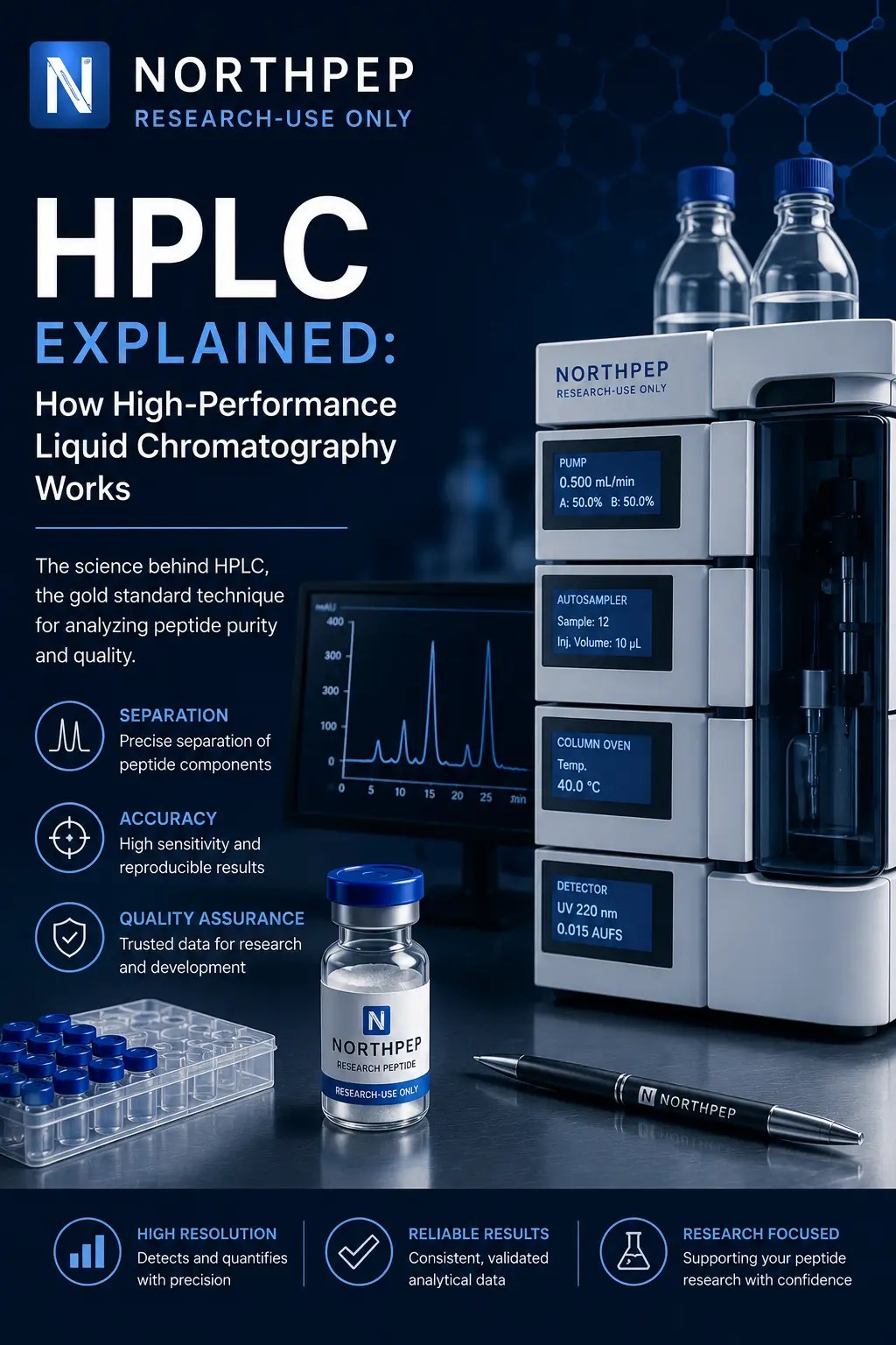 Illustration representing HPLC (High-Performance Liquid Chromatography) analysis