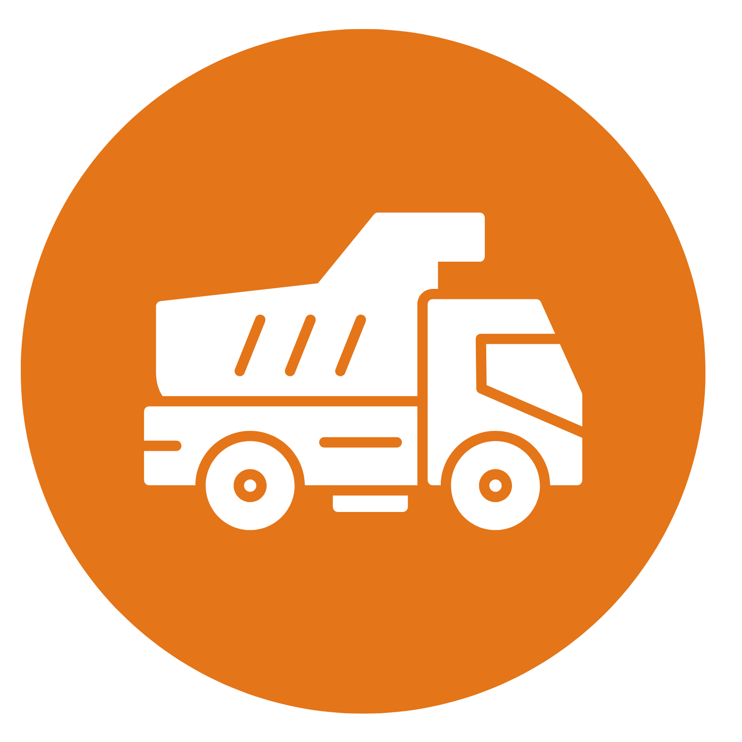Icon of a construction delivery truck representing transport and logistics services.