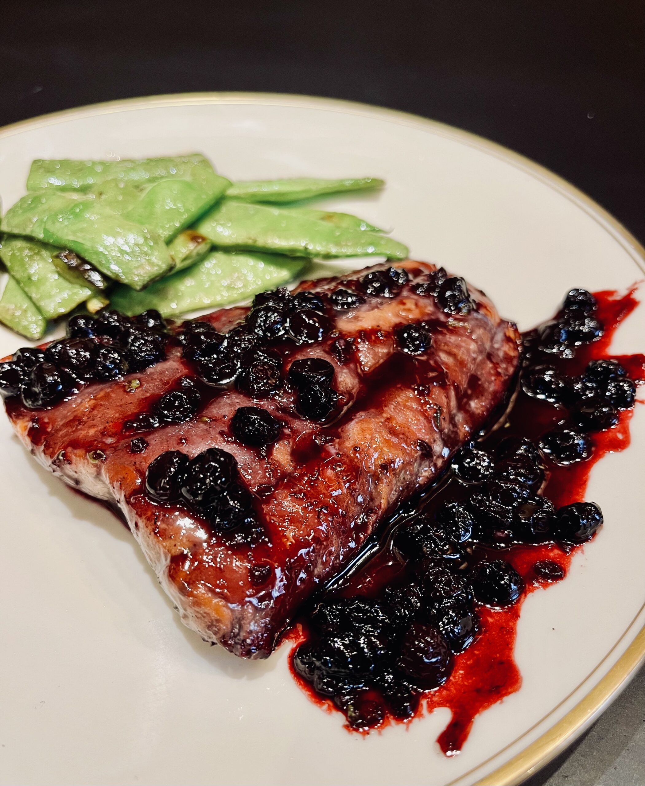 Salmon with Huckleberry Sauce (or Blueberry Sauce)