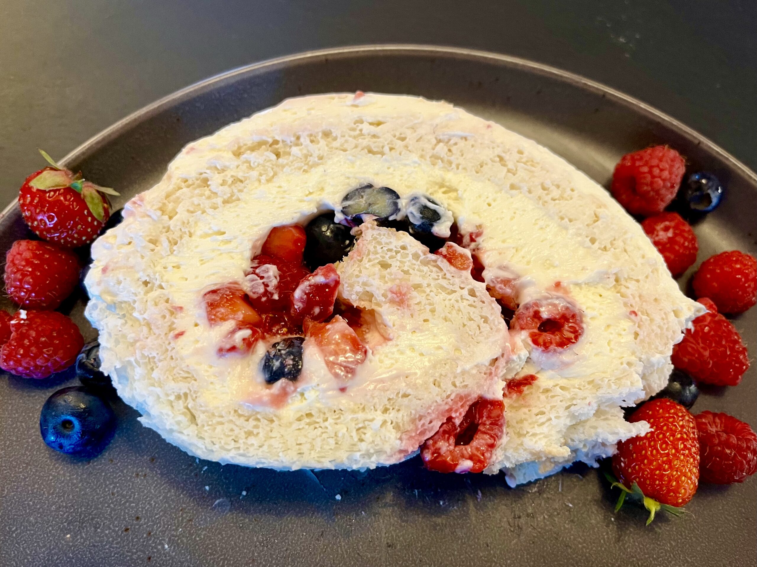 Angel Food Roll Cake – With Creamy Berry Filling