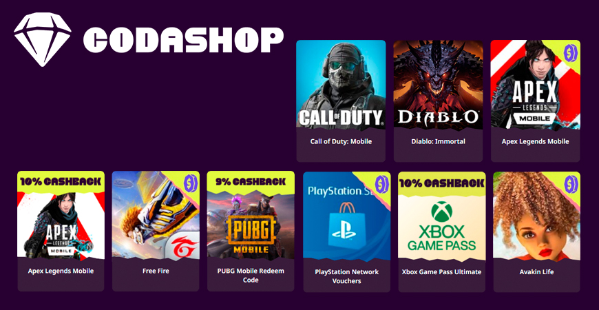 Codashop Plataforma de Jogos Mobile e Moedas