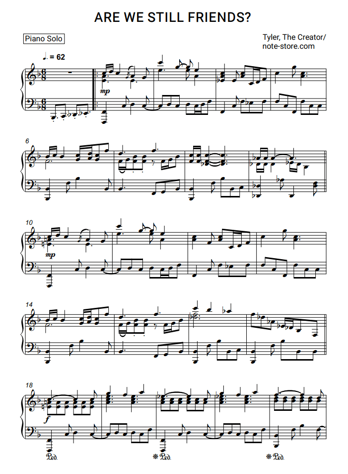 Chordify is your #1 platform for chords. Tyler The Creator Are We Still Friends Sheet Music For Piano Download Piano Solo Sku Pso0014176 At Note Store Com