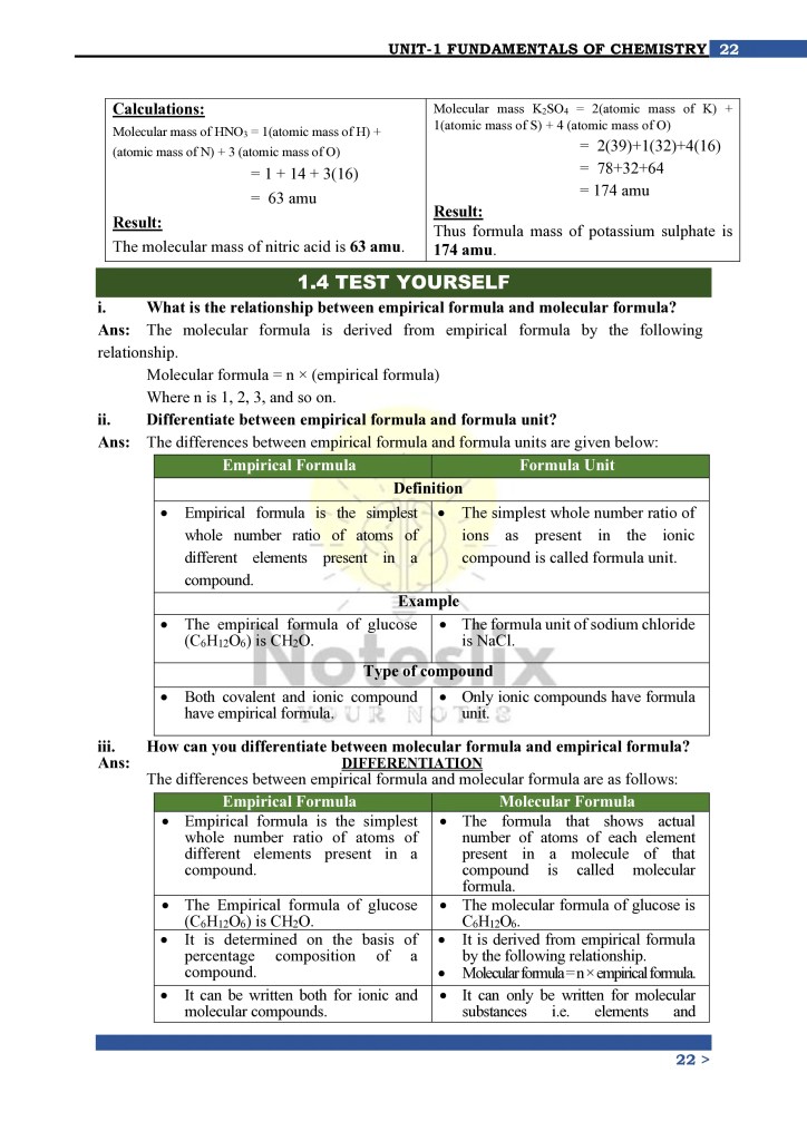 9th Class Chemistry Chapter 1 Atomic Mass and Atomic Number Notes