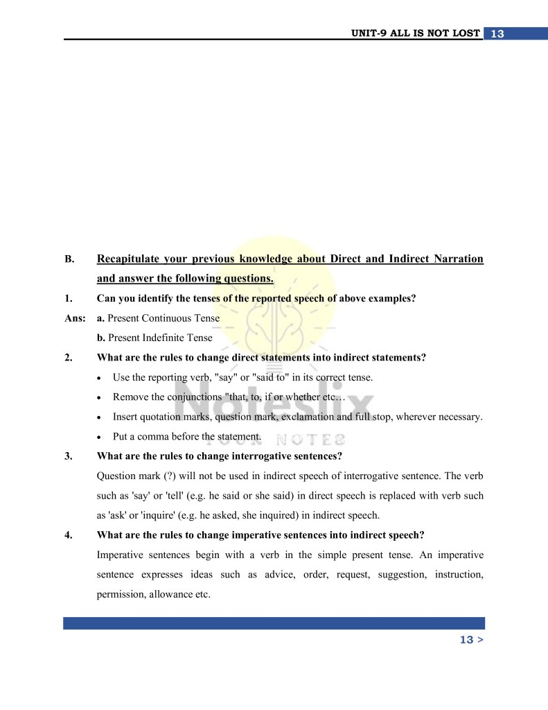 English Class 9 Unit 9 Solved Questions