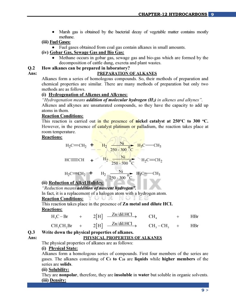 10th Class Chemistry Chapter 12 PDF Notes