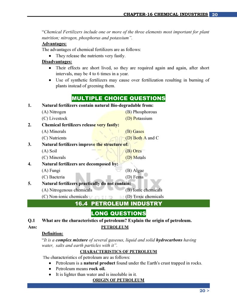 Class 10 Chemistry Chapter 16 Solved Examples