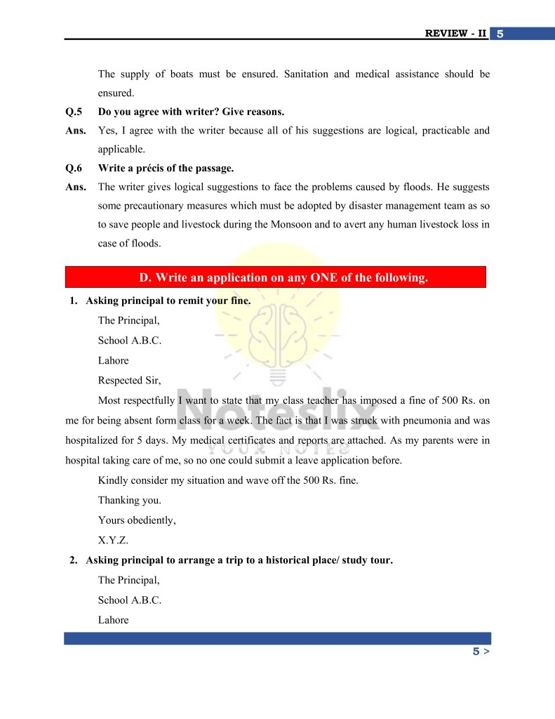 Matric English Notes Units 5 to 8 PDF