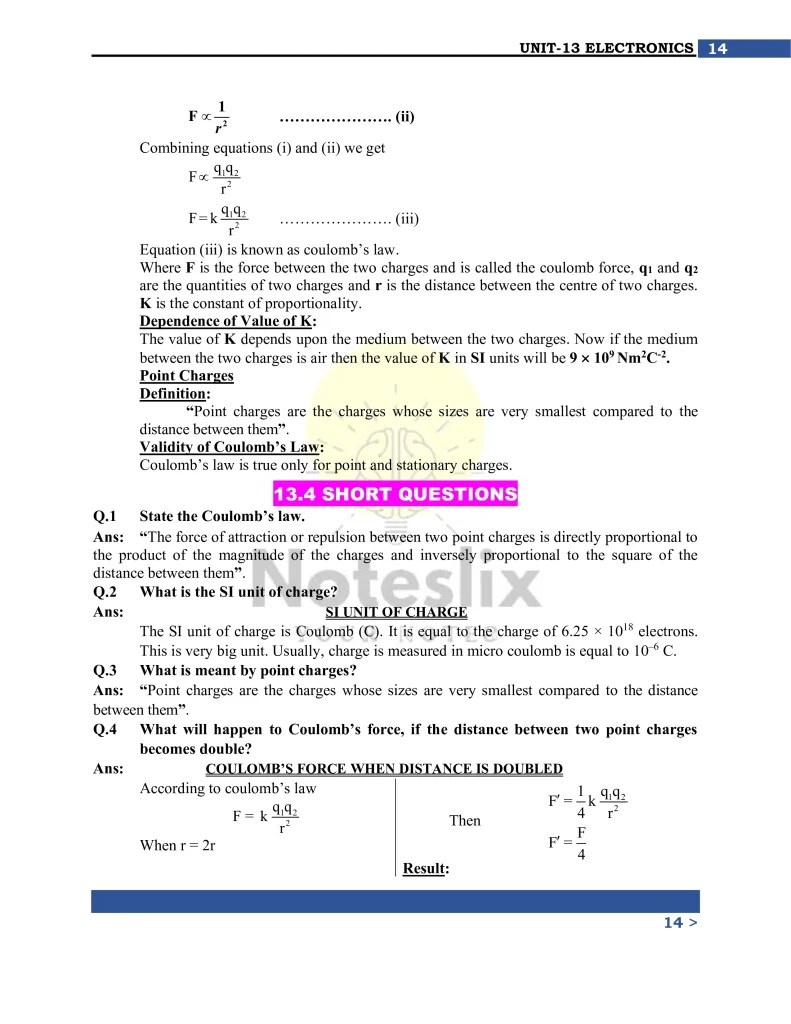 10th Grade Physics Chapter 13 Short Answer Questions