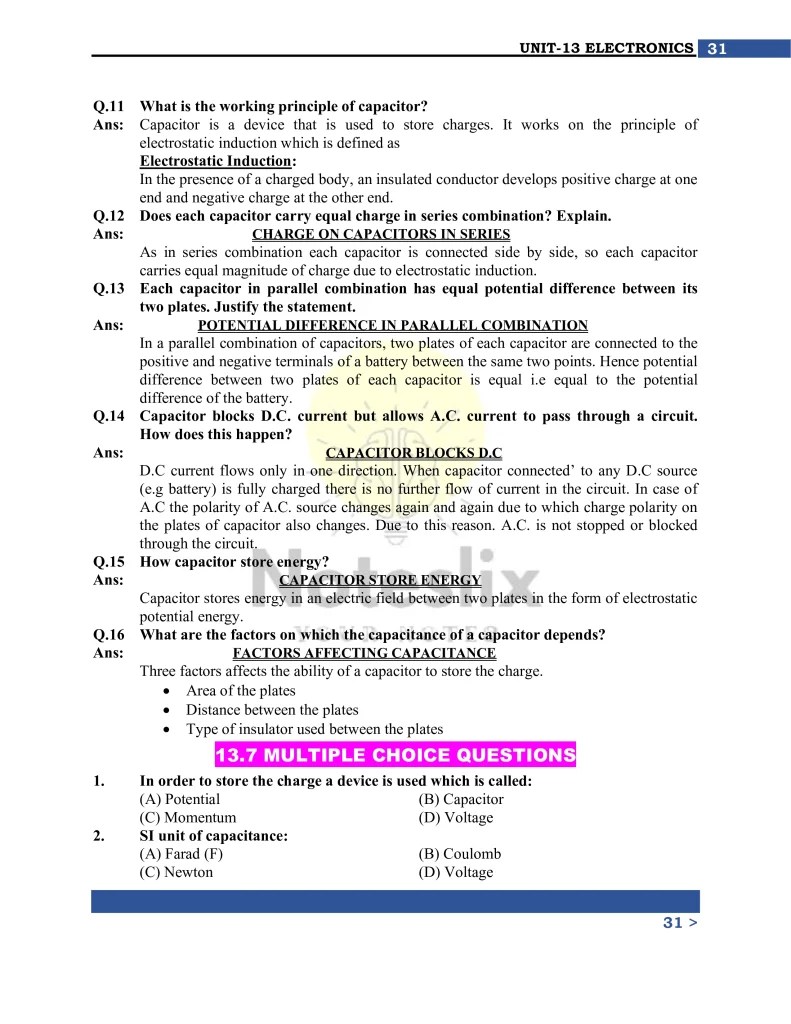 Class 10 Physics Chapter 13 MCQs Preparation