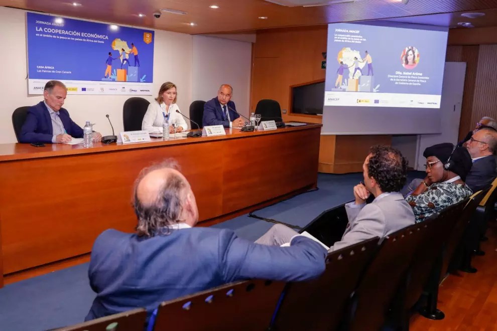 12/07/2023.-La secretaria general de Pesca del Gobierno español, Isabel Artime, este miércoles en la jornada 'Cooperación económica en el ámbito de la pesca en los países de África del Oeste'.