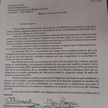 La Liga española de DDHH solicita de la Fiscalía General del Estado abrir diligencias informativas acerca de la intervención no neutral del Presidente del Gobierno en la guerra del Sahara Occidental y Marruecos en la que no interviene España…