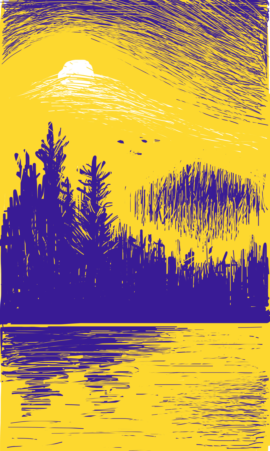 A lake with trees and mountains