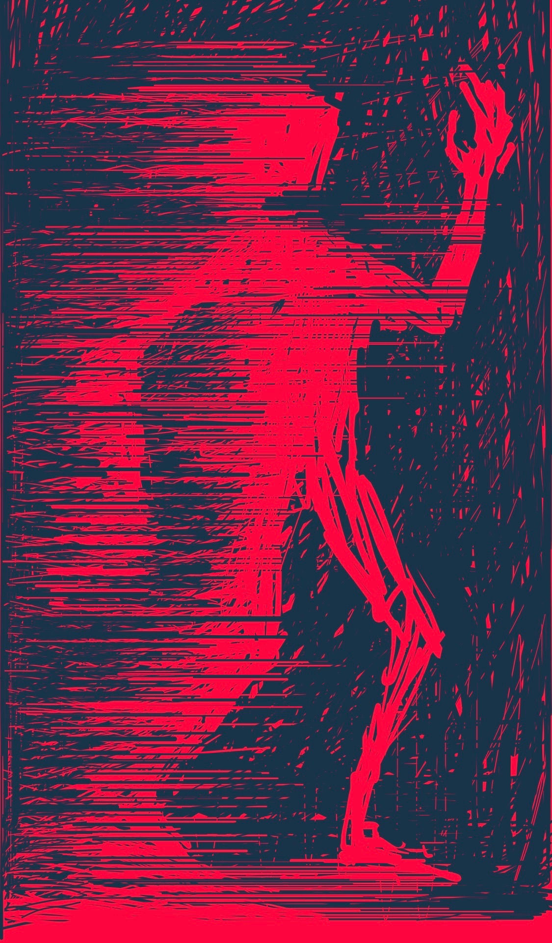 A running figure formed by speed lines