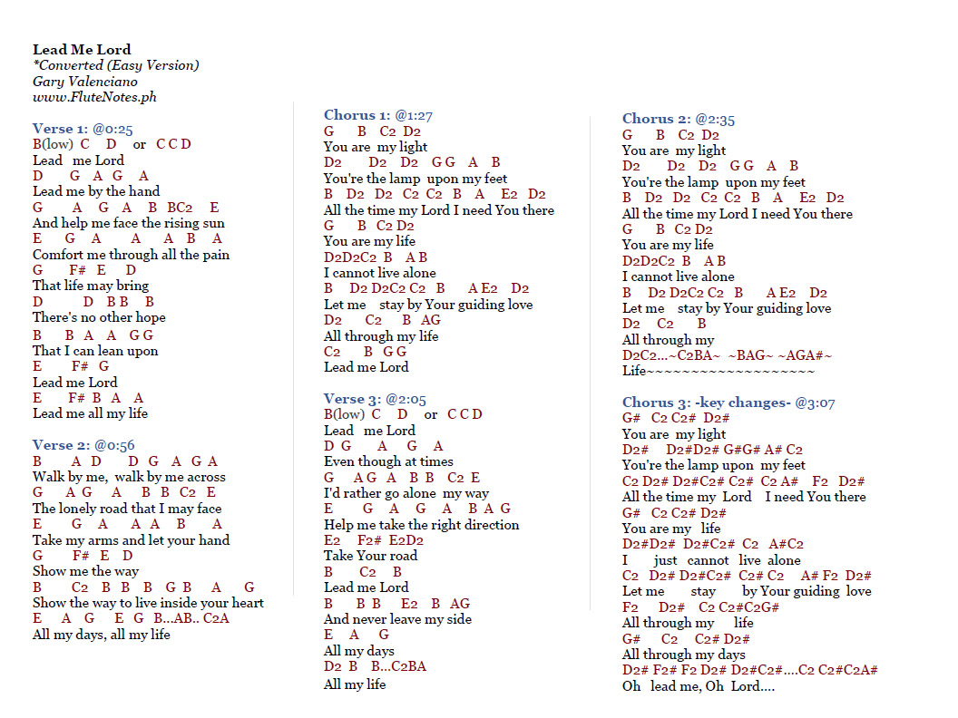 Print and download best day of my life sheet music by american authors. Lead Me Lord Gary Valenciano Lyrics And Notes For Lyre Violin Recorder Kalimba Flute Etc