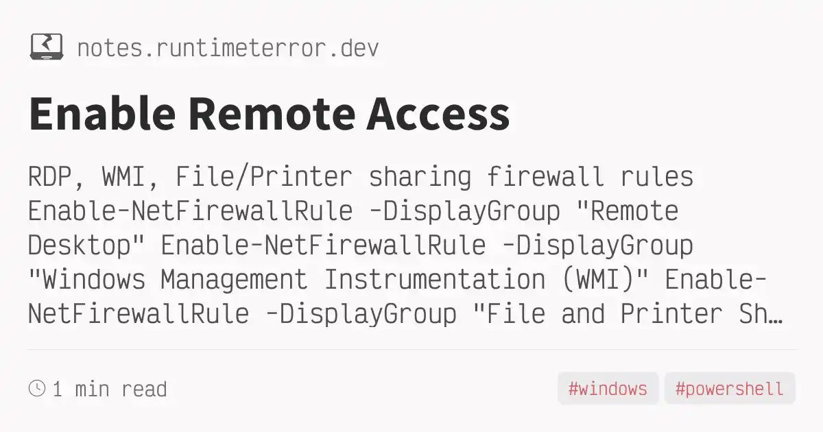 Enable Remote Access