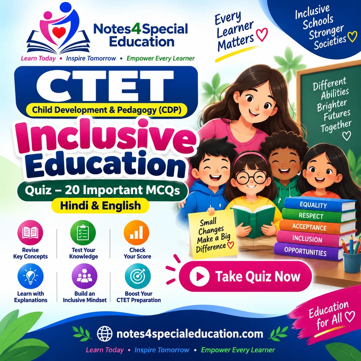 CTET Inclusive Education Quiz | 20 MCQs in Hindi & English