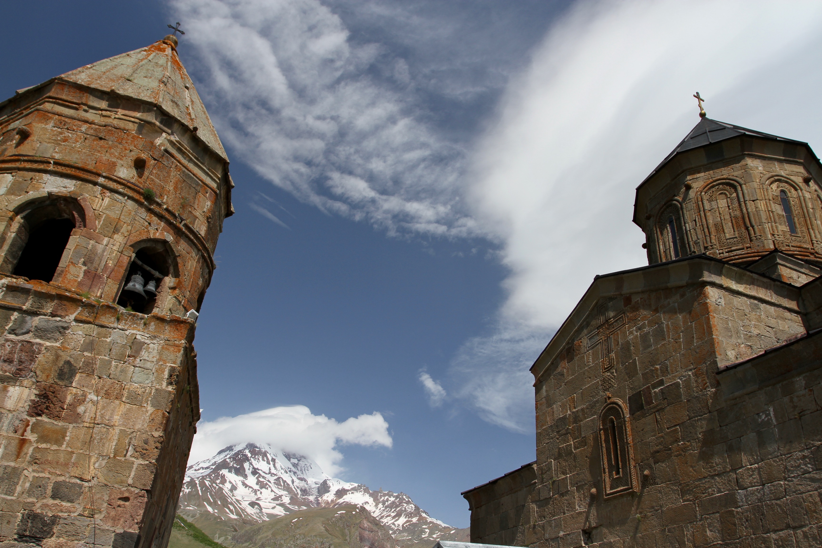 Gergeti Trinity Church, Kazbegi region, Caucasus mountains, Georgia