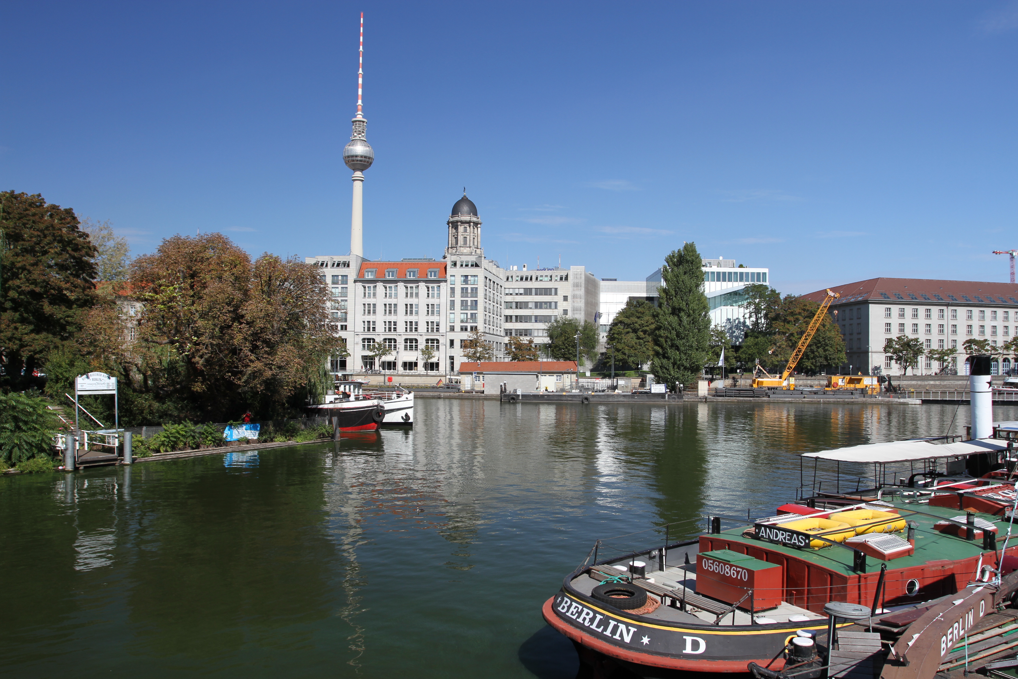 Berliner Fernsehturm from the Spree, Berlin, Germany